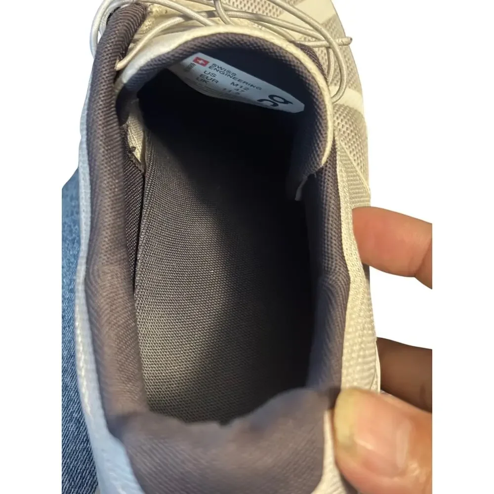 On Running Mens Cloud Sneakers Light Gray White Sole Size 12